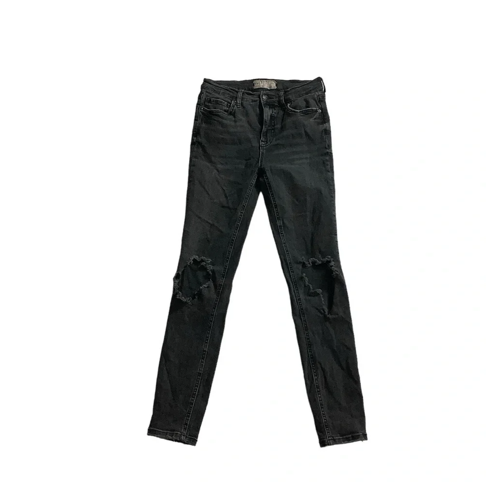 Free People Black Distressed Skinny Ankle Jeans Size 26